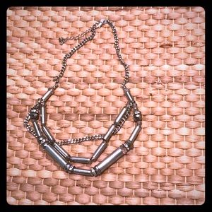 New: silver toned, crystal and chain necklace
